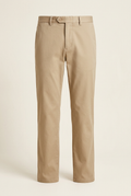 AI-generated concept illustration of men's sand beige chino trousers on an off-white background