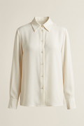 AI-generated concept illustration of an ivory long-sleeve button-front blouse